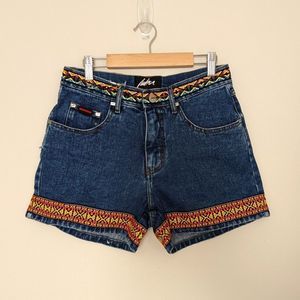 Fubu Vintage Colorful Embroidered Denim Shorts